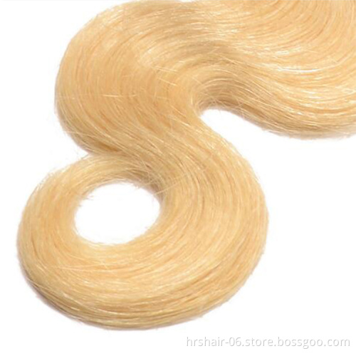 Wholesale 613 body wave 3 bundles with closure cuticle aligned original brazilian human hair extensions .
